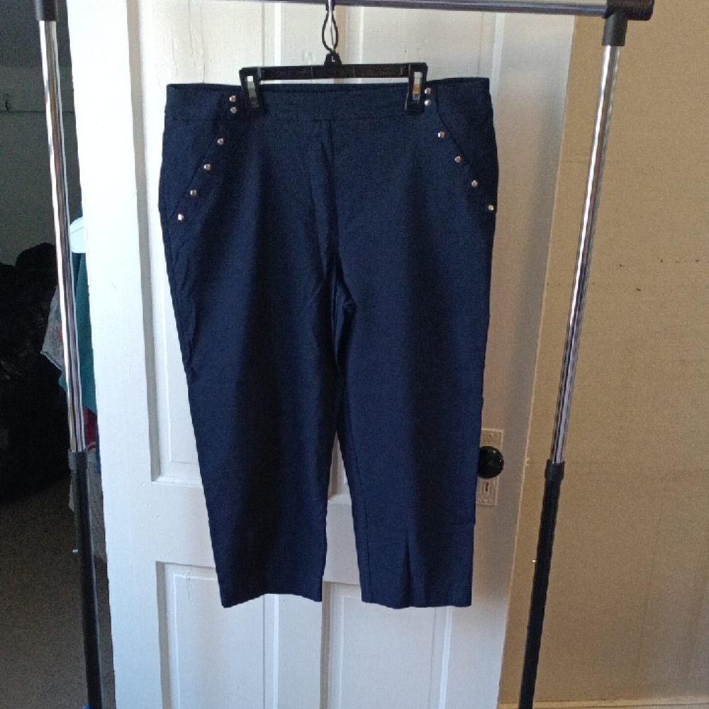 Zac & Rachel Women's Navy Pants with Stud Accents